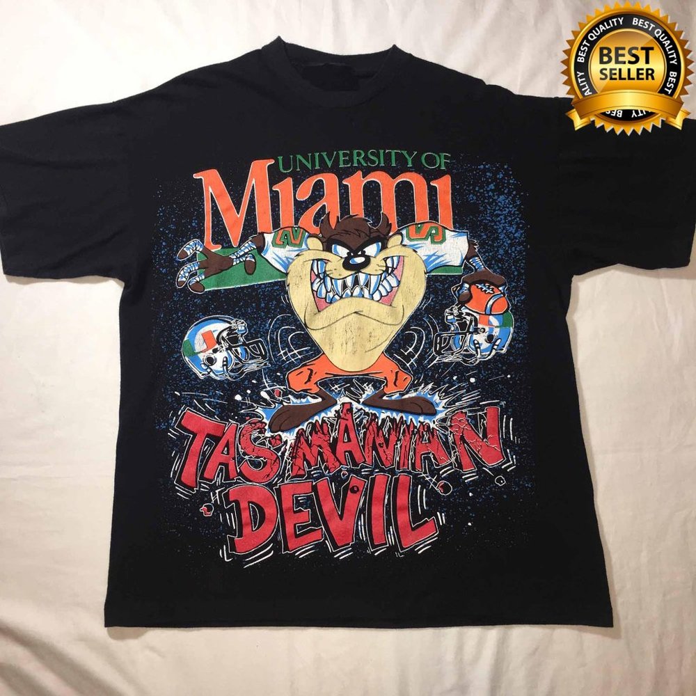 Vintage NCAA Miami Hurricanes Looney Tunes Taz Shirt, University of Miami Shirt,